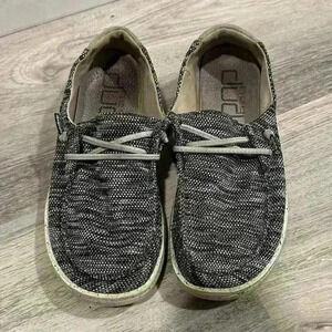 Hey Dude Wendy Sox Dark Grey Canvas Casual Lightweight Slip On Shoes Size 6